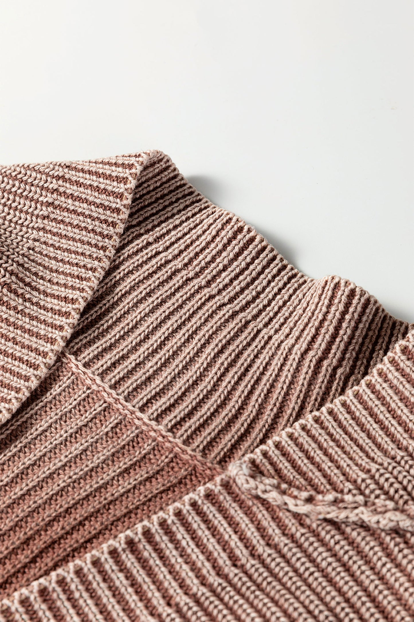 Chestnut Mineral Wash Exposed Seam Patchwork Knit Open Sweater Cardigan