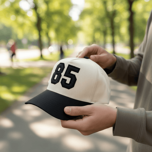 Collegiate Number or Letter Glitter HTV or Fabric Applique Embroidered Adjustable Five-Panel Twill Hat