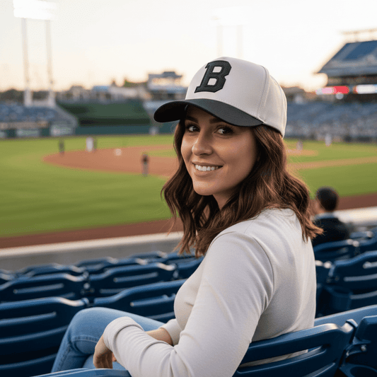 Collegiate Letter Glitter HTV or Fabric Applique Embroidered Adjustable Five-Panel Twill Hat
