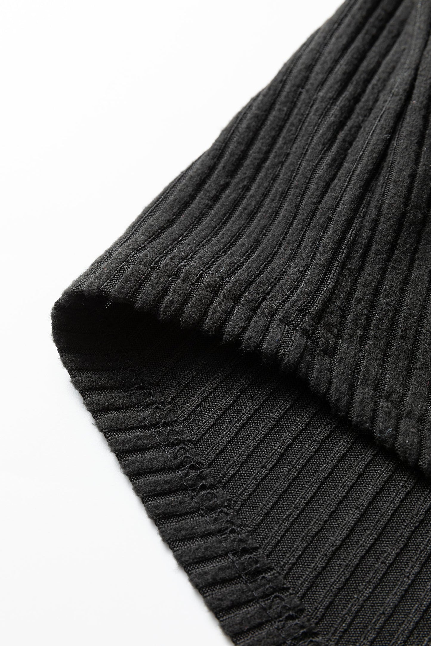Black Ribbed Notched Neck Knit Long Sleeve Leggings Two Pieces Lounge Set