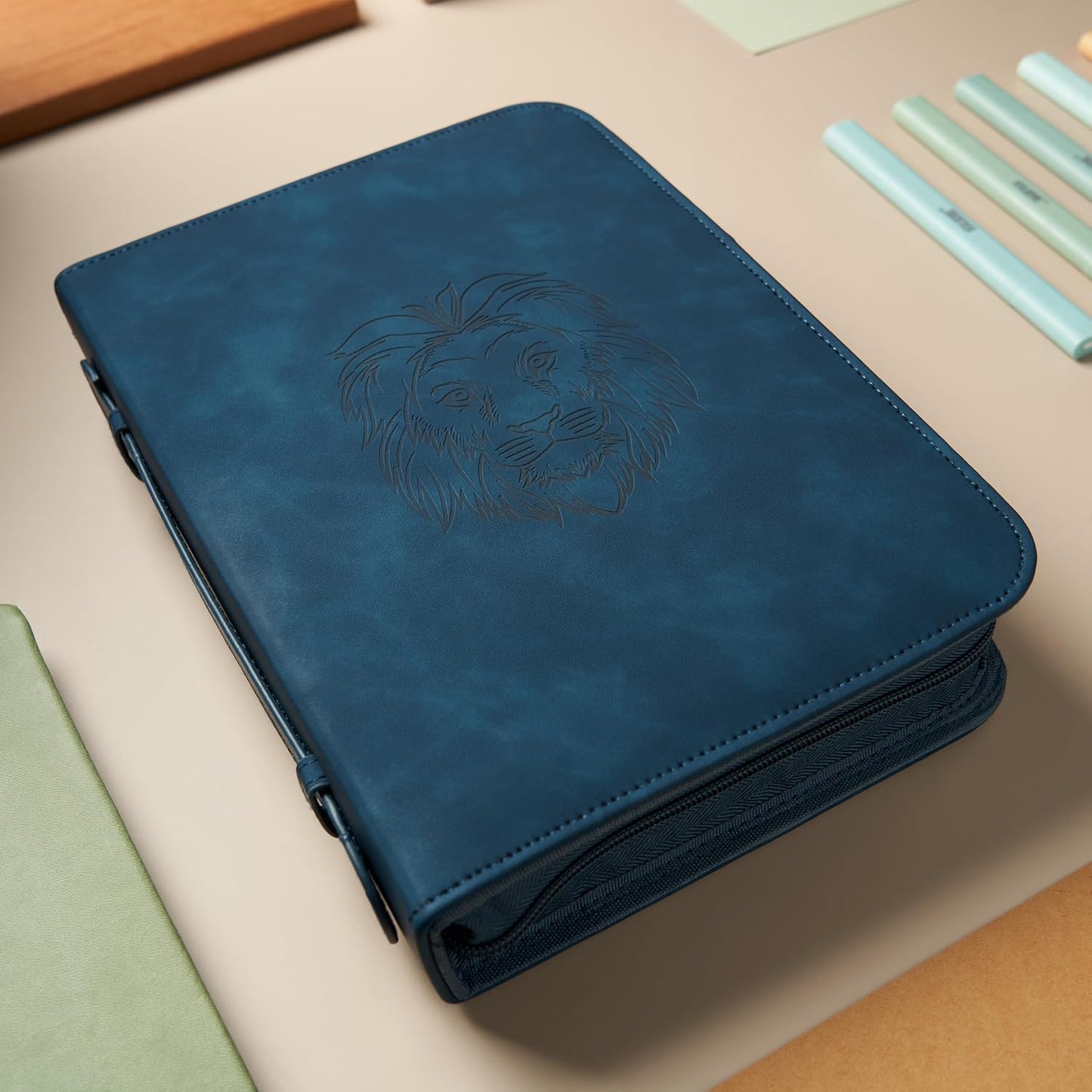 Bible Cover Navy Lion