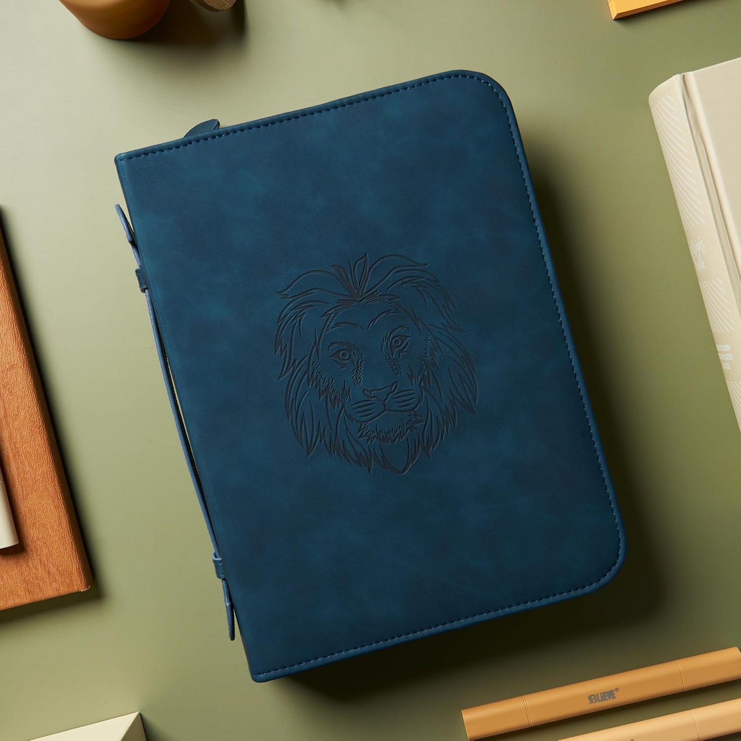 Bible Cover Navy Lion
