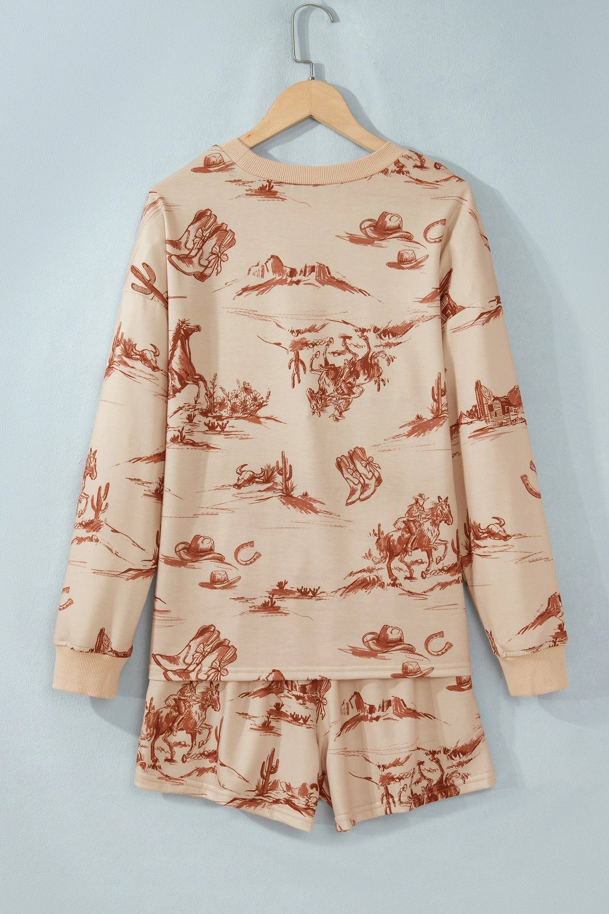 Western Long Sleeve Top & Shorts Set