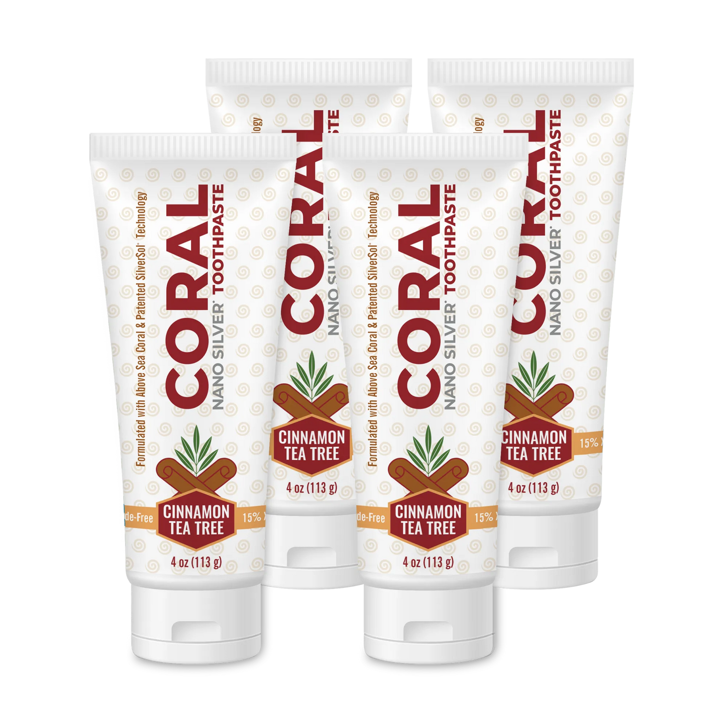 Coral Nano Silver Toothpaste Cinnamon Tea Tree (4oz) 4 Tubes