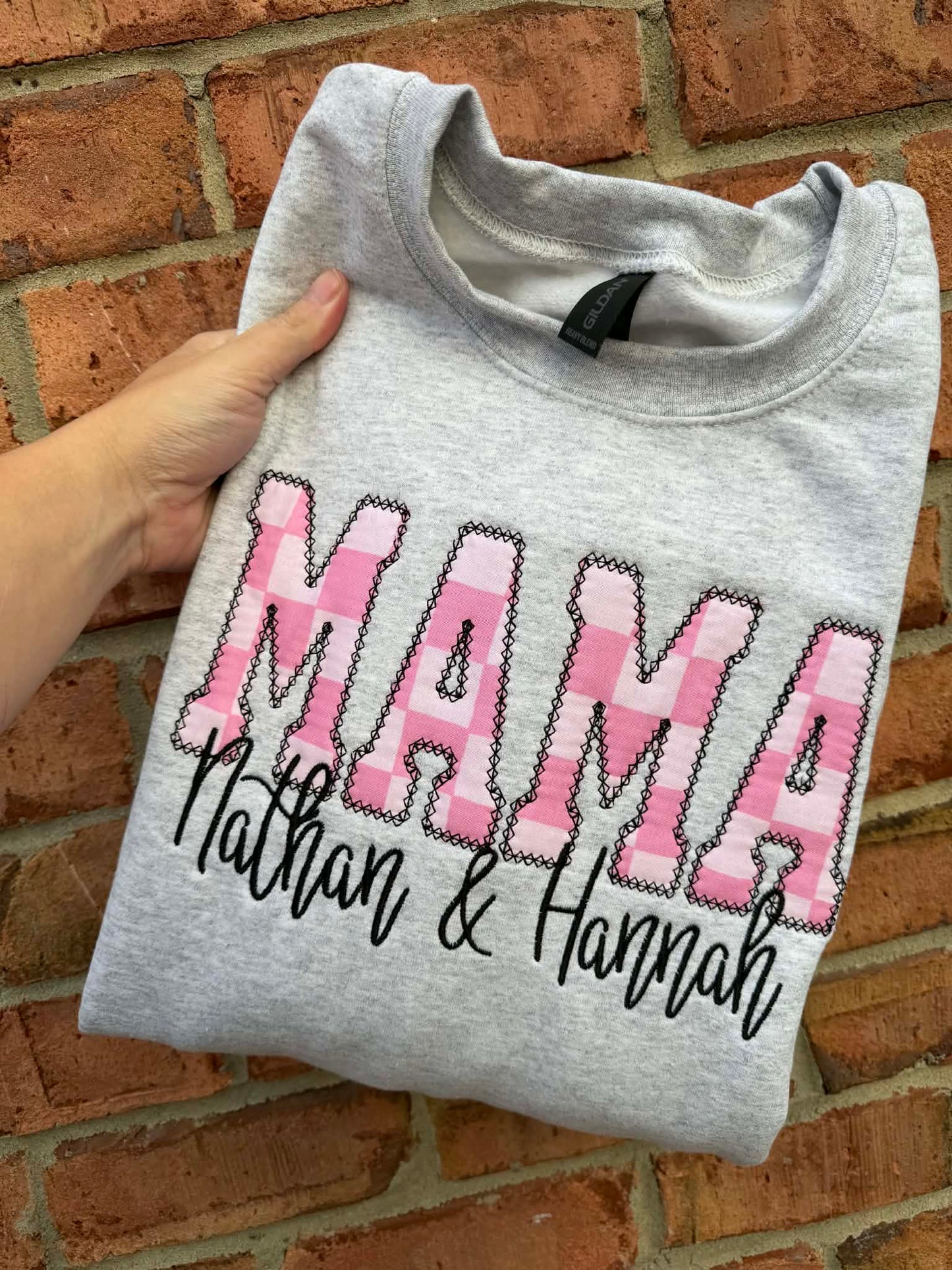 Personalized Mama Diamond Edge Appliqué Shirt | Custom Embroidered Name Shirt