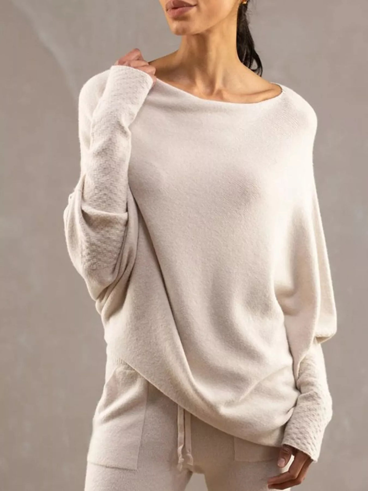 Boat Neck Long Sleeve Sweater