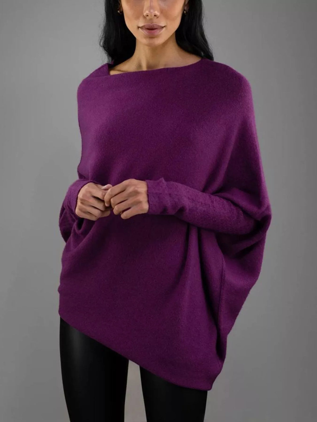 Boat Neck Long Sleeve Sweater