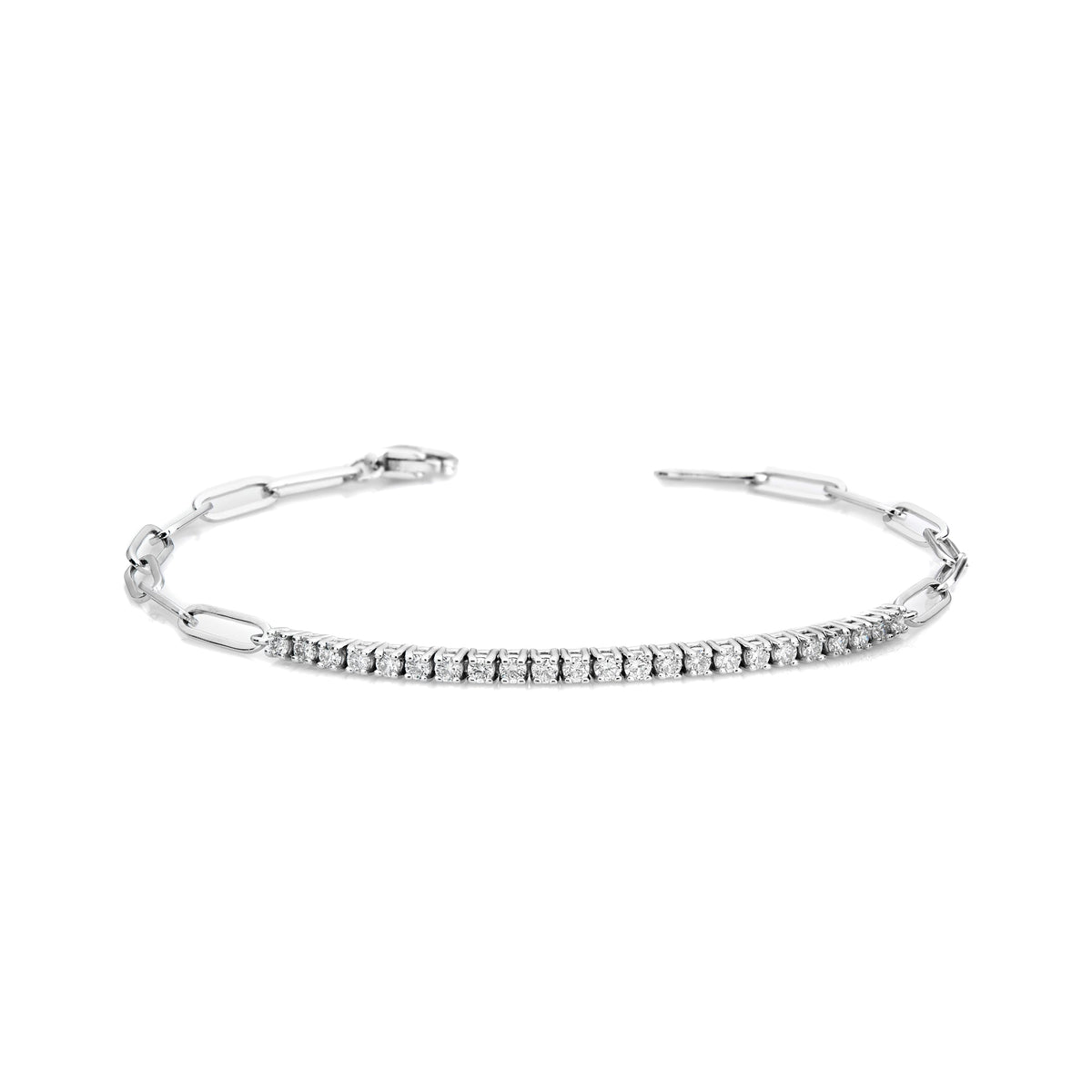 Paperclip Diamond Center Bracelet