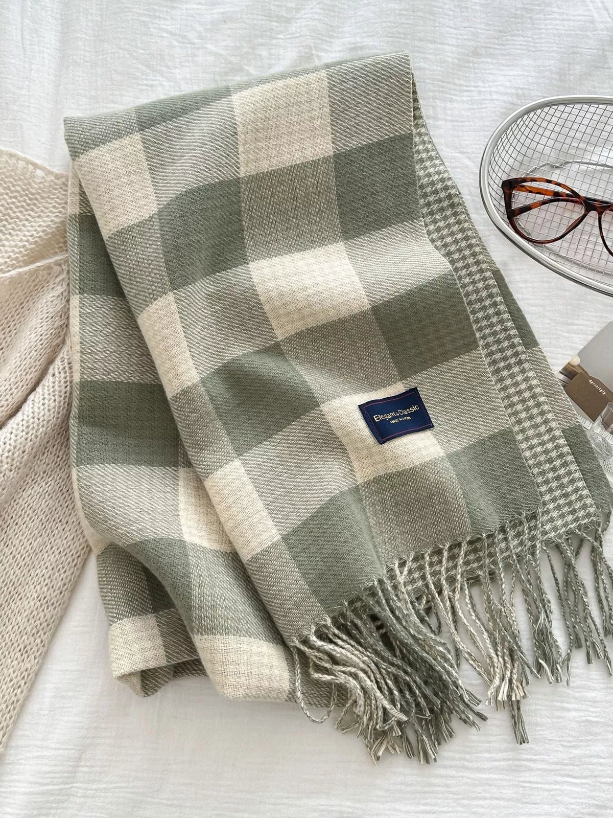 Plaid Tassel Winter Scarf