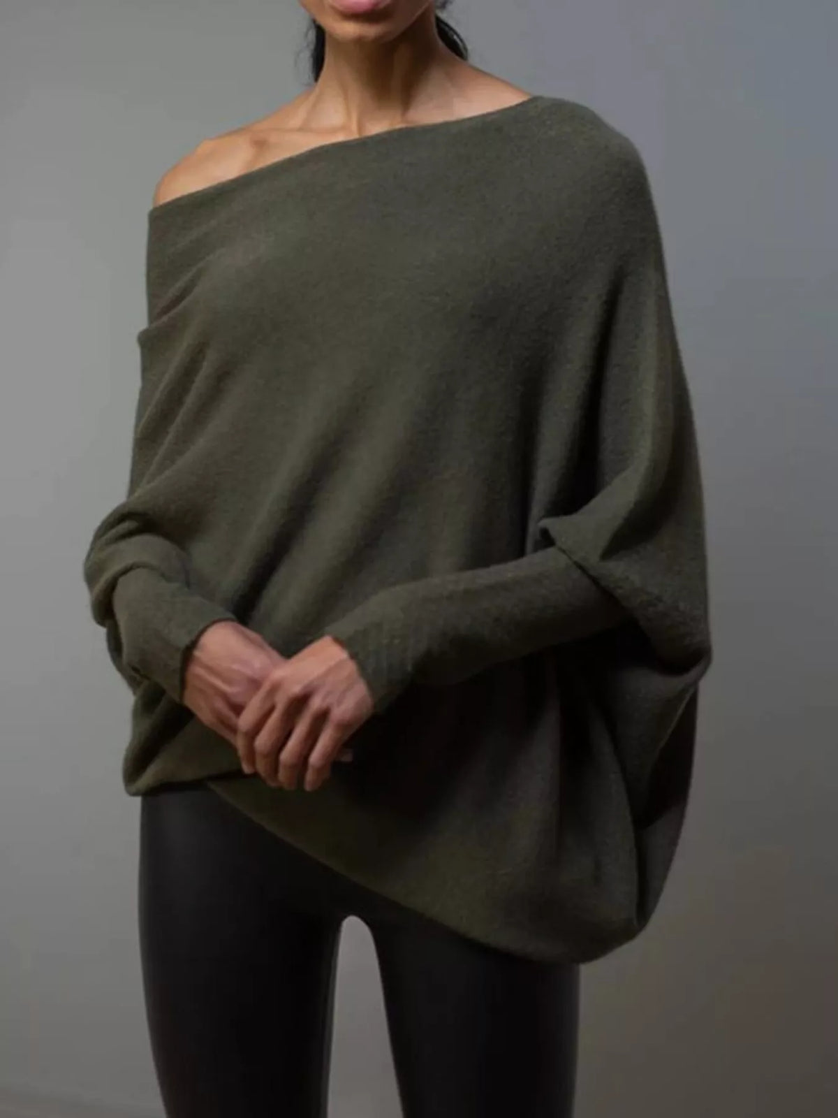 Boat Neck Long Sleeve Sweater