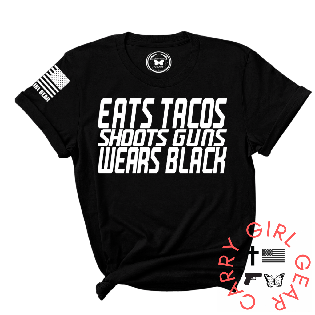 EATS TACOS WEARS BLACK Tee