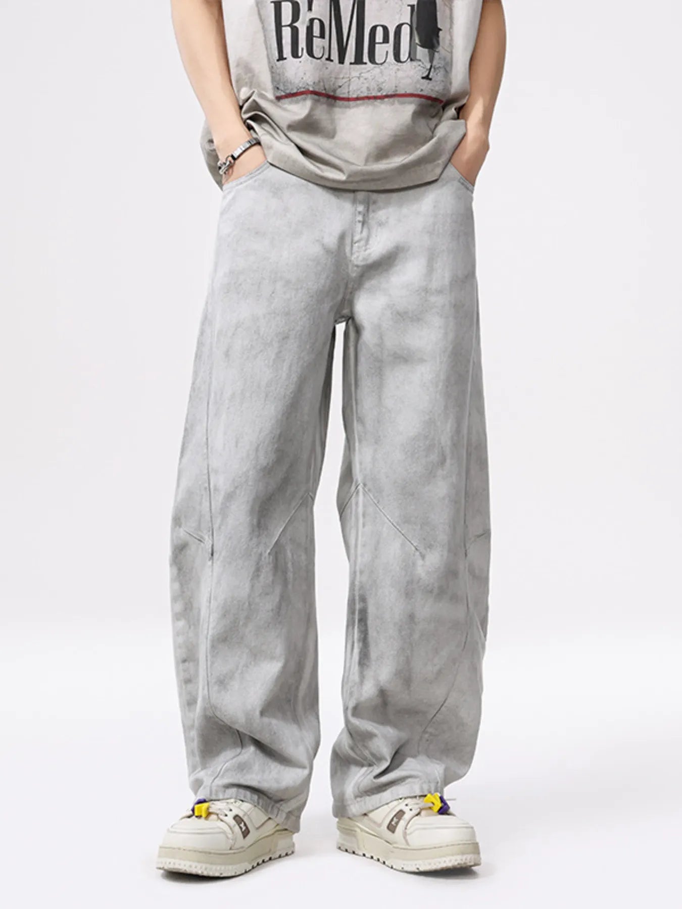 Men's Vintage Wash Wide Leg Jeans