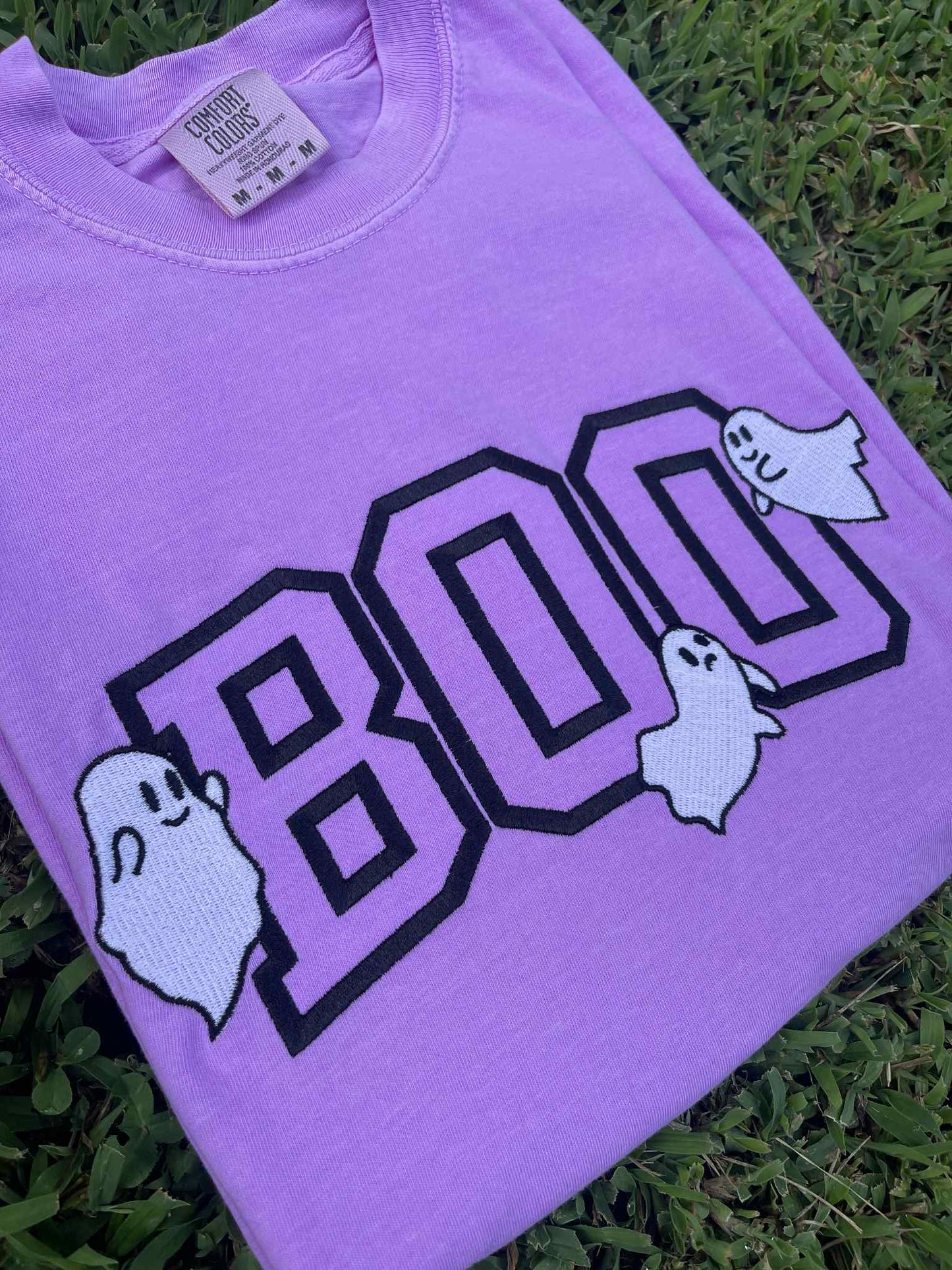 Embroidered BOO Ghost Halloween Shirt