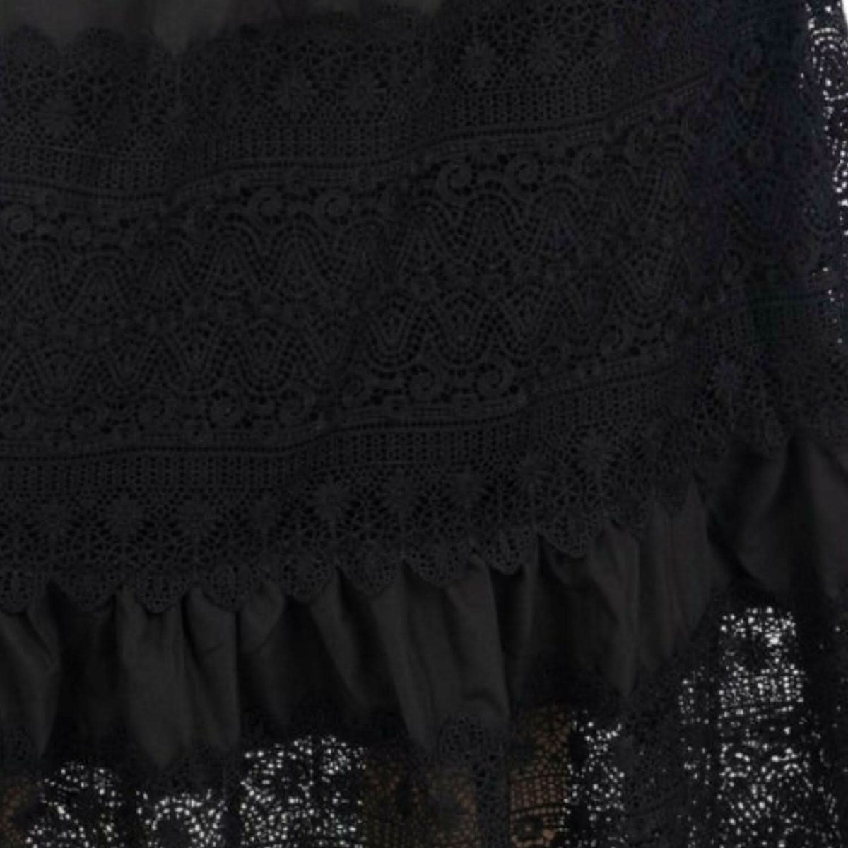 Emily Guipure Lace Top & Maxi Skirt Set In Black