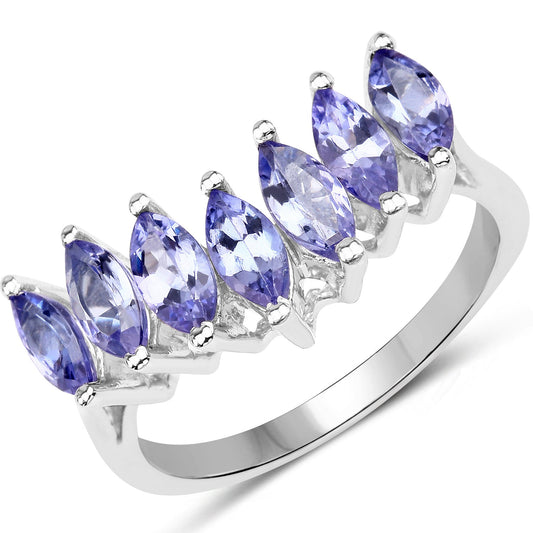 1.68 Carat Genuine Tanzanite .925 Sterling Silver Ring