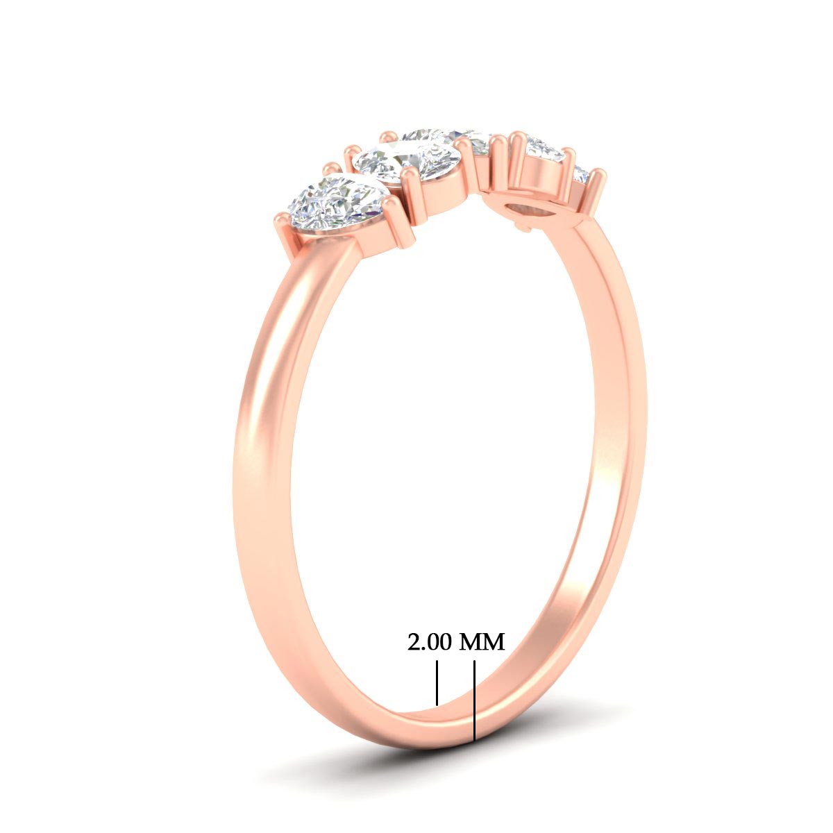 0.75 Carat 5 Stone Wedding Band Diamond Teardrop