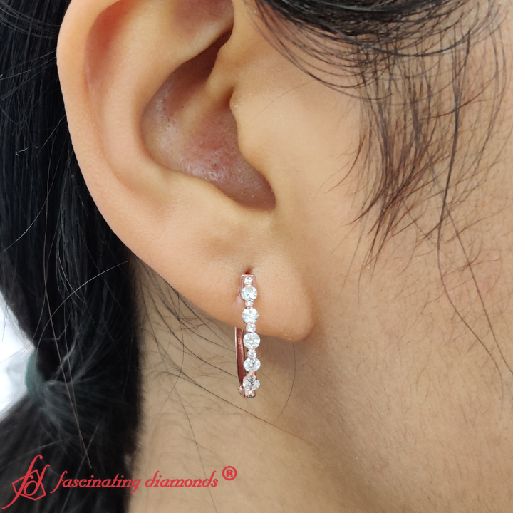 Floating Bezel Diamond Huggie Earring