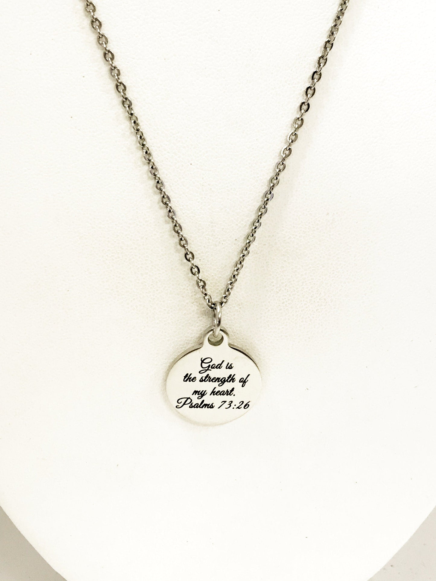 Christian Gift, God Is The Strength Of My Heart Necklace, Christian Necklace, Christian Jewelry, Scripture Gift, Baptism Gift, Bible Verse