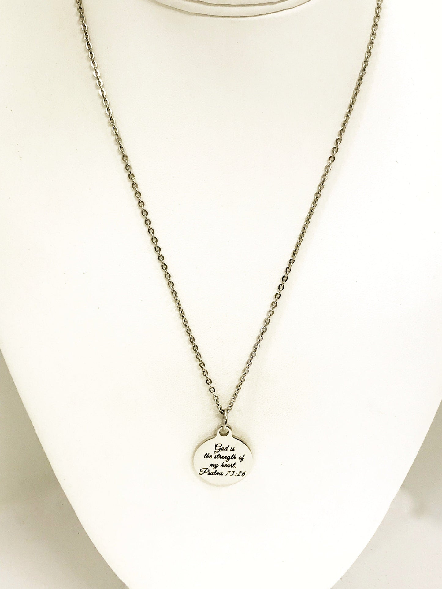 Christian Gift, God Is The Strength Of My Heart Necklace, Christian Necklace, Christian Jewelry, Scripture Gift, Baptism Gift, Bible Verse