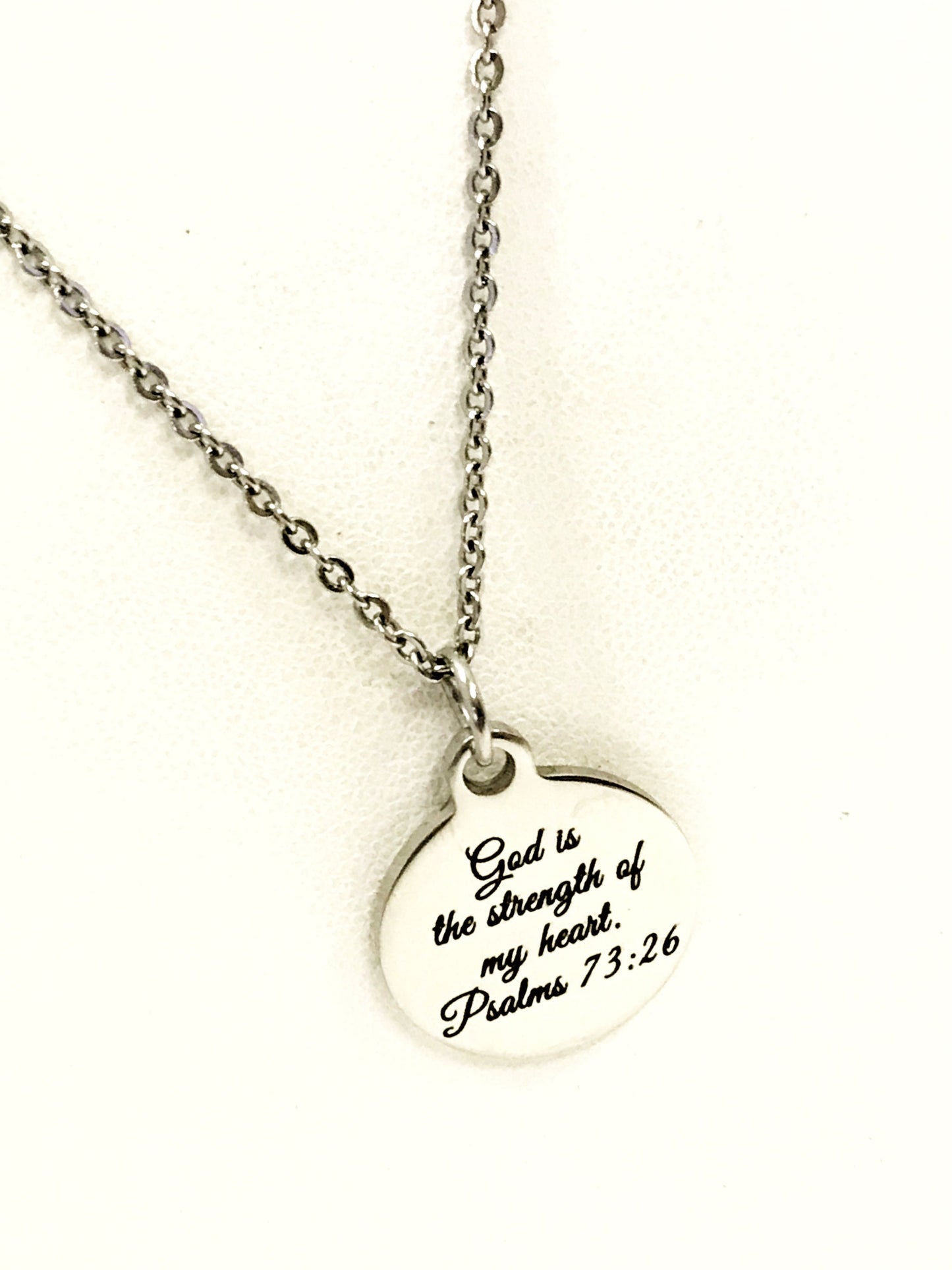 Christian Gift, God Is The Strength Of My Heart Necklace, Christian Necklace, Christian Jewelry, Scripture Gift, Baptism Gift, Bible Verse