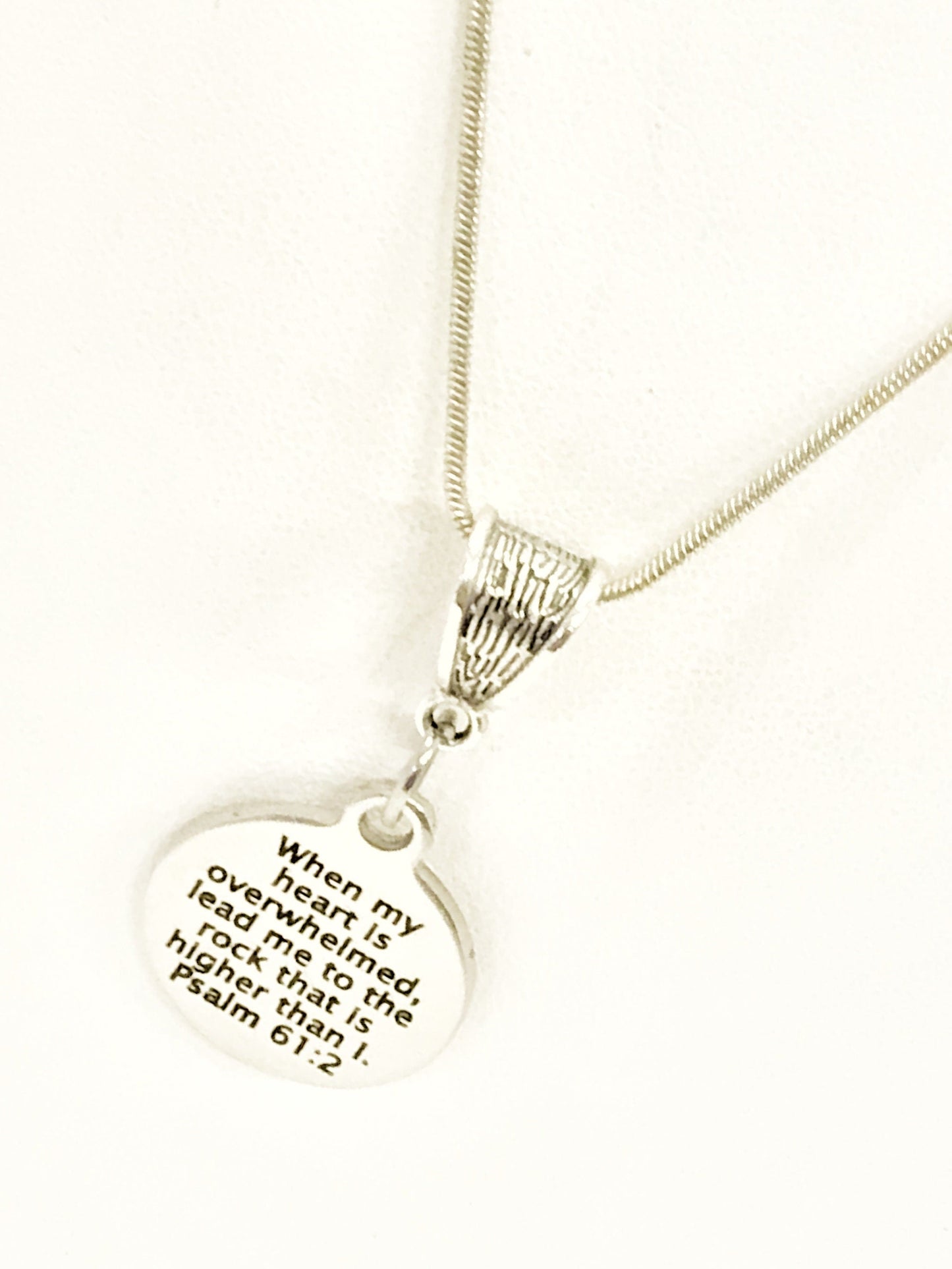 Christian Necklace, When My Heart Is Overwhelmed Necklace, Christian Gift, Psalm 61 2 Necklace, Christian Jewelry, Christian Sympathy Gift