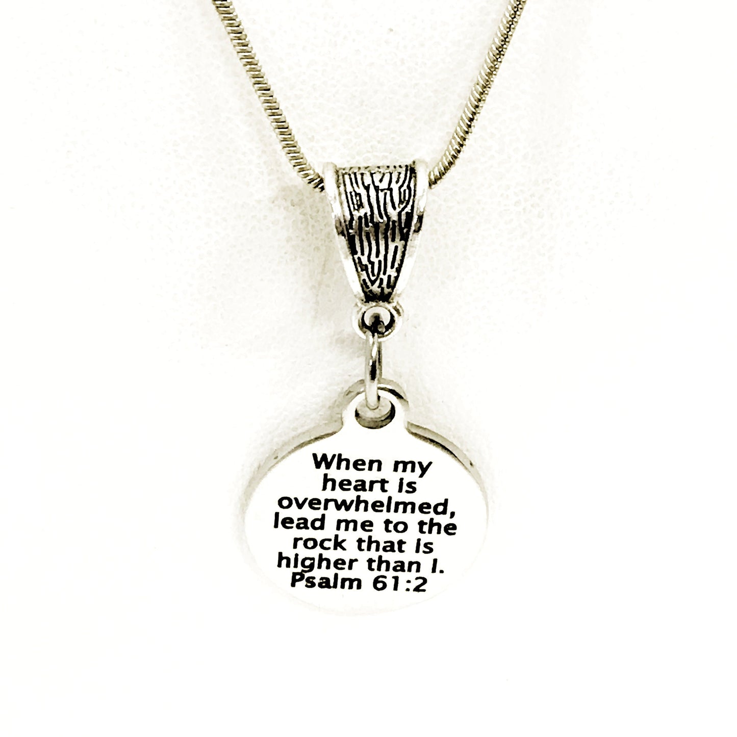 Christian Necklace, When My Heart Is Overwhelmed Necklace, Christian Gift, Psalm 61 2 Necklace, Christian Jewelry, Christian Sympathy Gift