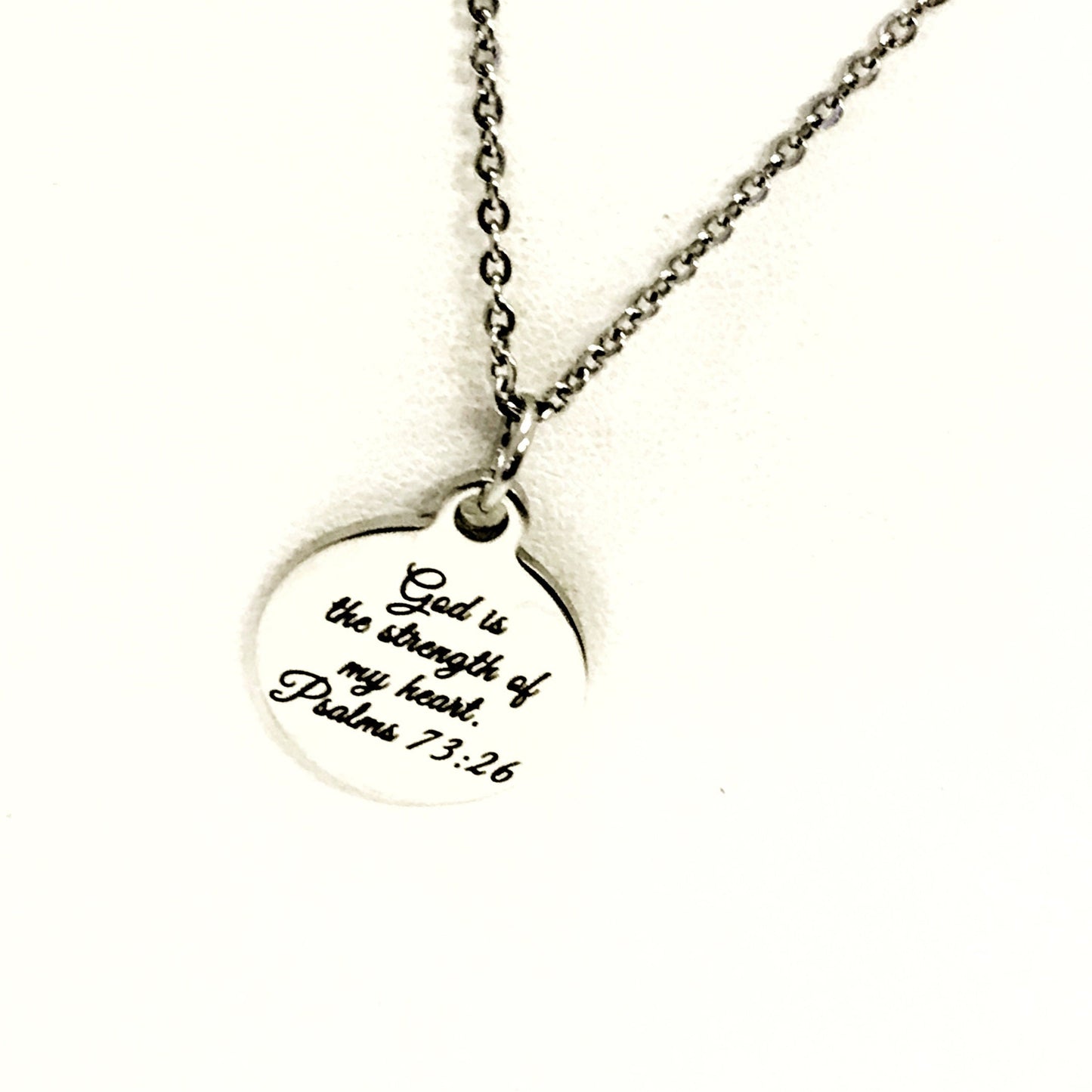 Christian Gift, God Is The Strength Of My Heart Necklace, Christian Necklace, Christian Jewelry, Scripture Gift, Baptism Gift, Bible Verse
