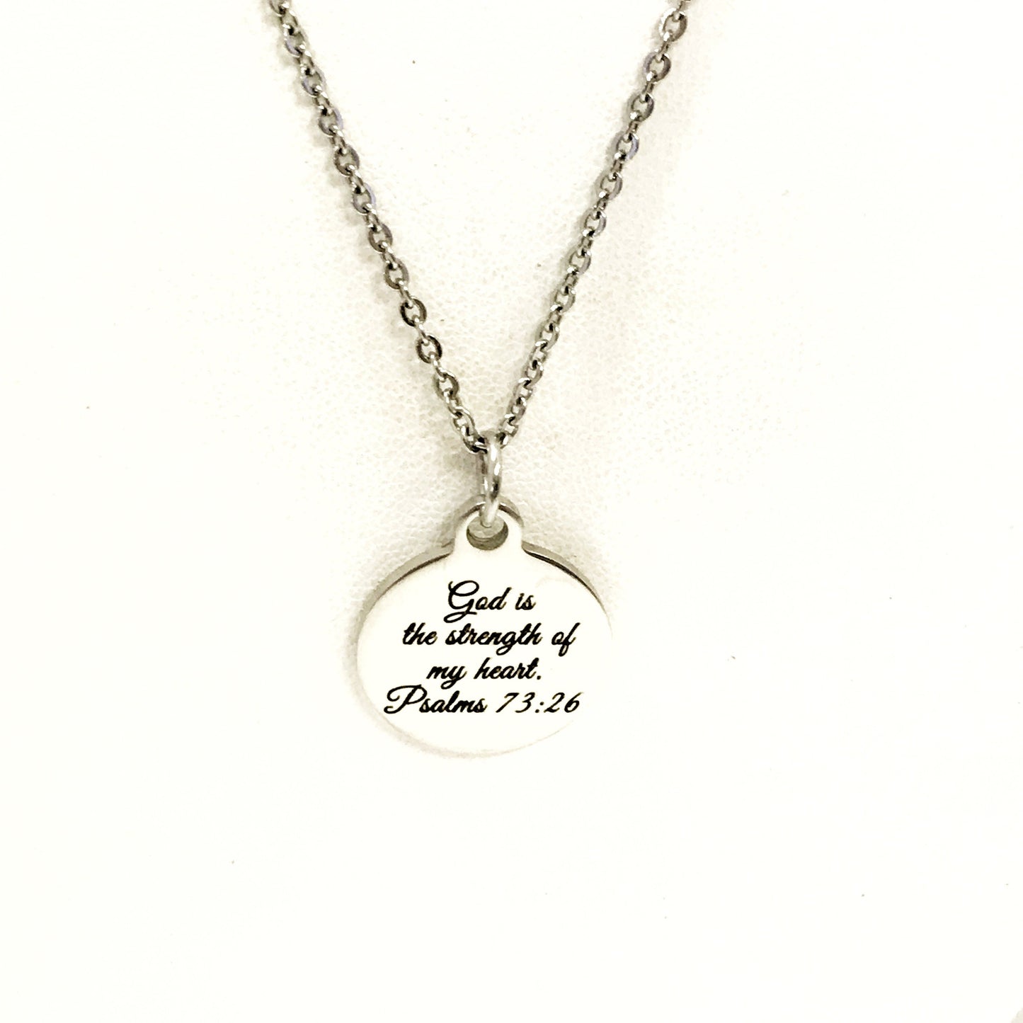 Christian Gift, God Is The Strength Of My Heart Necklace, Christian Necklace, Christian Jewelry, Scripture Gift, Baptism Gift, Bible Verse