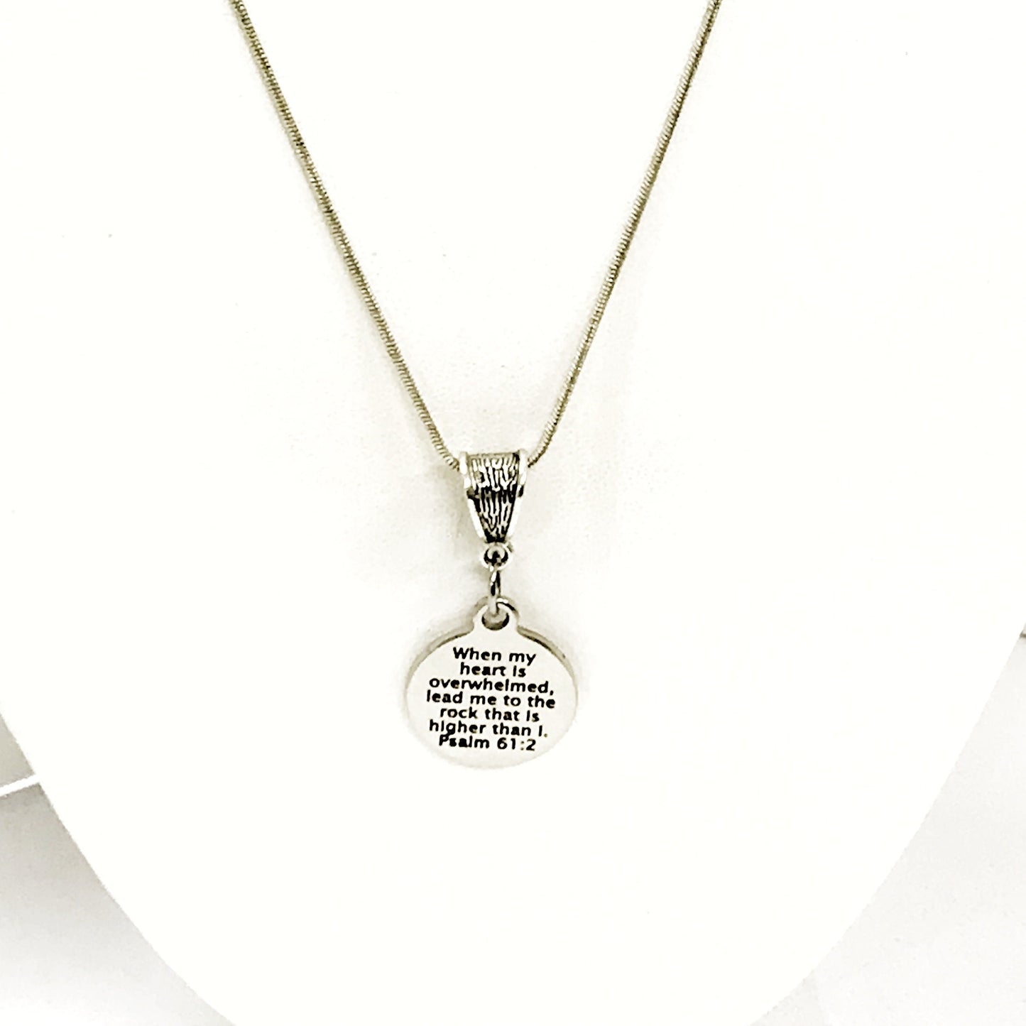 Christian Necklace, When My Heart Is Overwhelmed Necklace, Christian Gift, Psalm 61 2 Necklace, Christian Jewelry, Christian Sympathy Gift