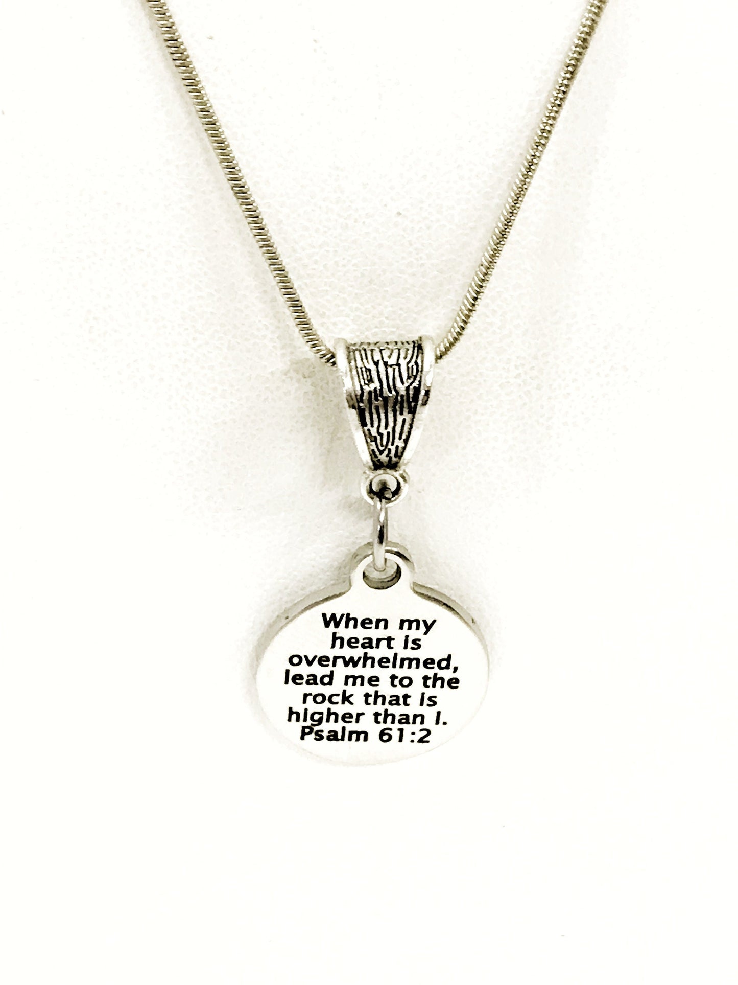 Christian Necklace, When My Heart Is Overwhelmed Necklace, Christian Gift, Psalm 61 2 Necklace, Christian Jewelry, Christian Sympathy Gift