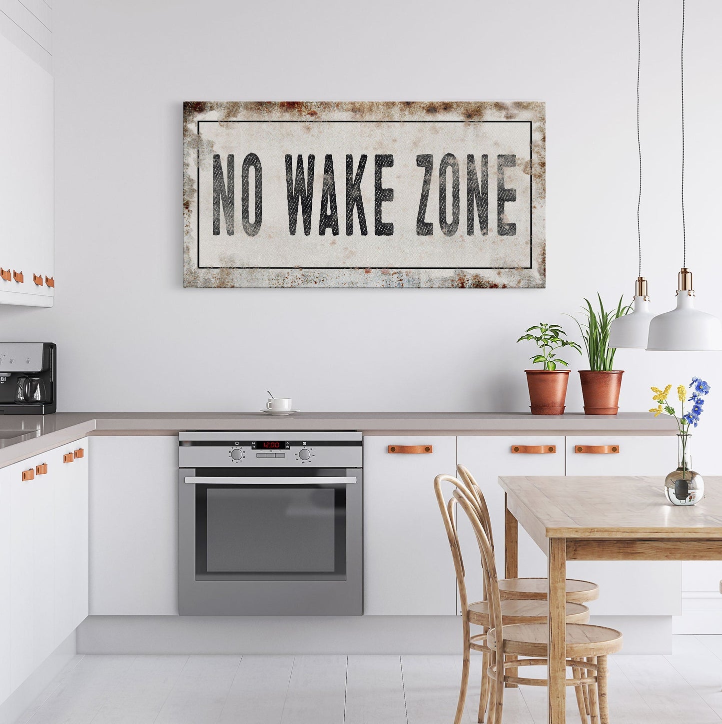 No Wake Zone Sign, Canvas Print, Framed Sign, Sign Above Bed For Lake House, Nursery Decor, Lake Wall Art