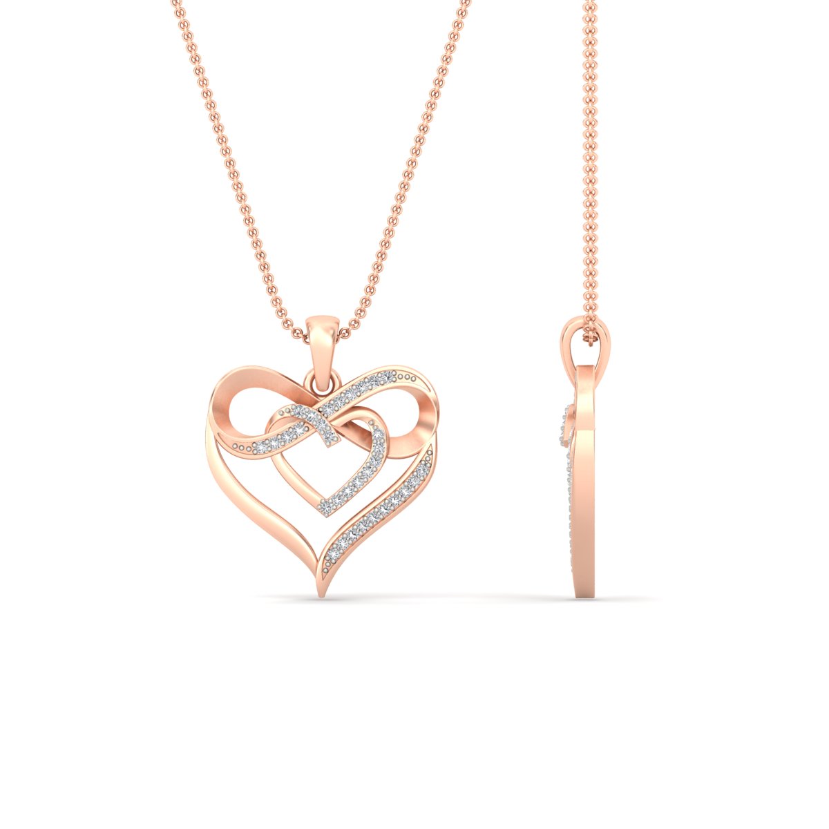 Diamond Accent Double Heart Infinity Pendant Necklace