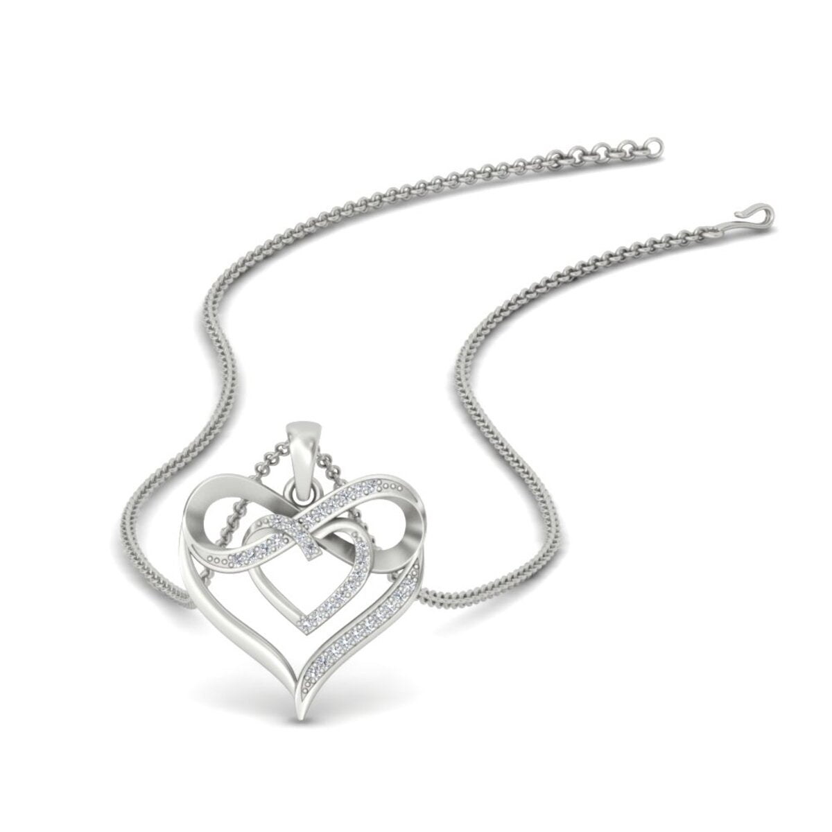 Diamond Accent Double Heart Infinity Pendant Necklace