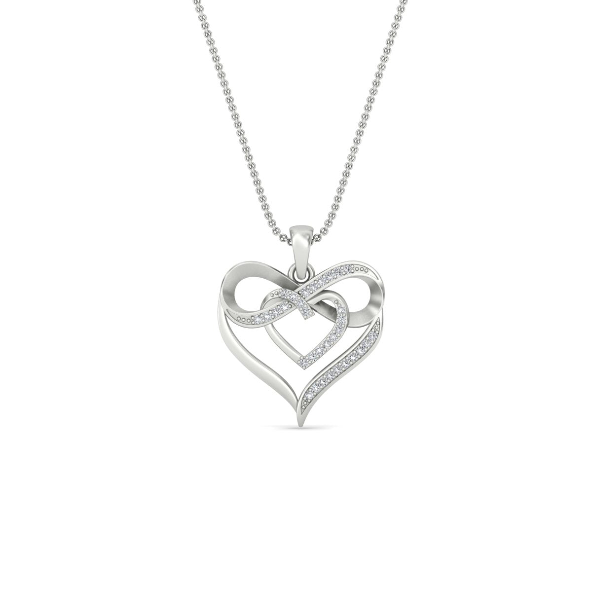 Diamond Accent Double Heart Infinity Pendant Necklace