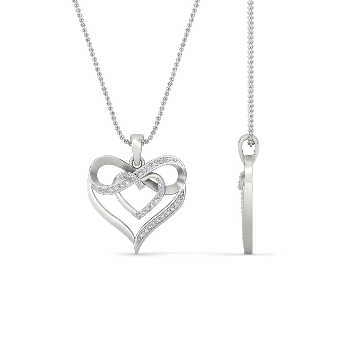 Diamond Accent Double Heart Infinity Pendant Necklace