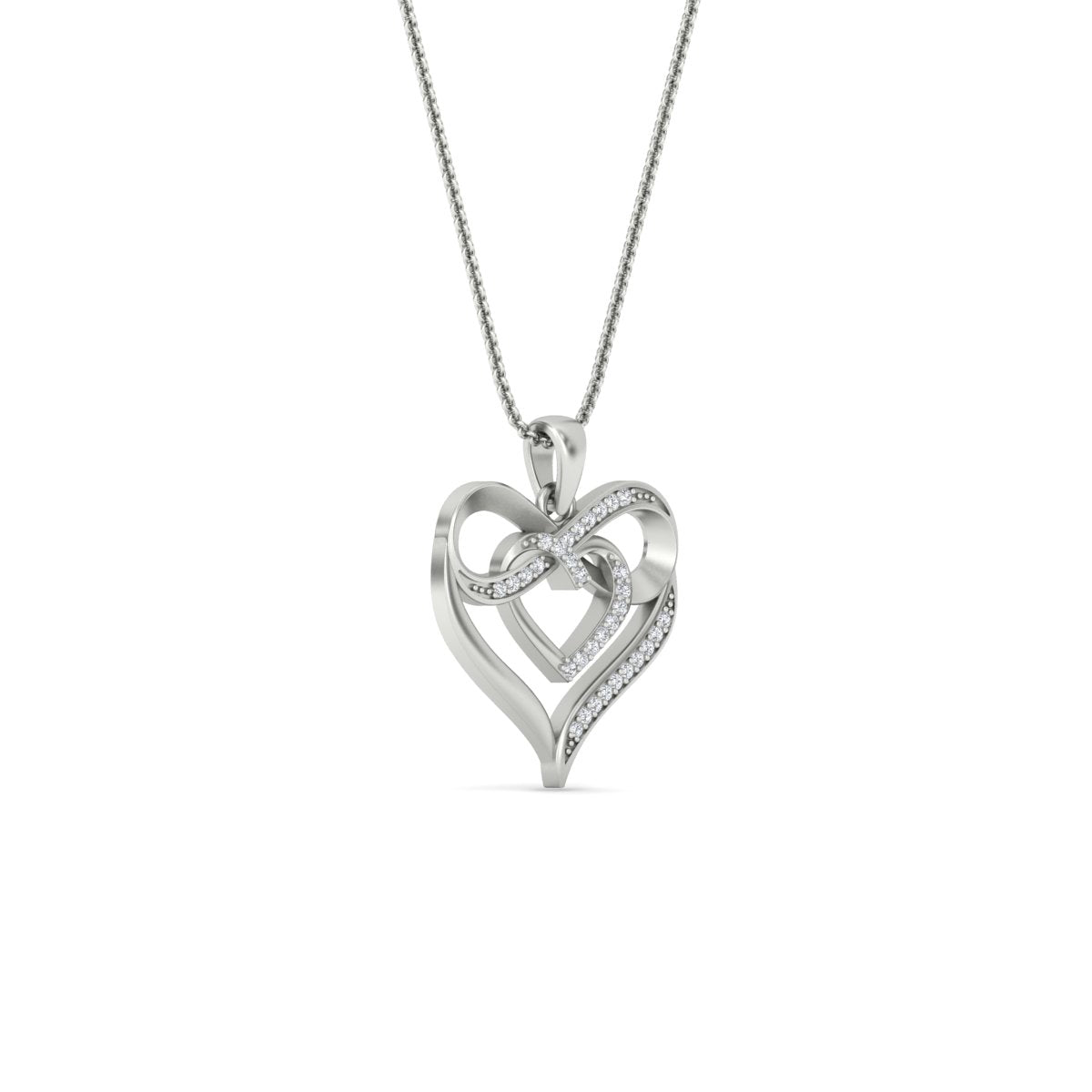 Diamond Accent Double Heart Infinity Pendant Necklace