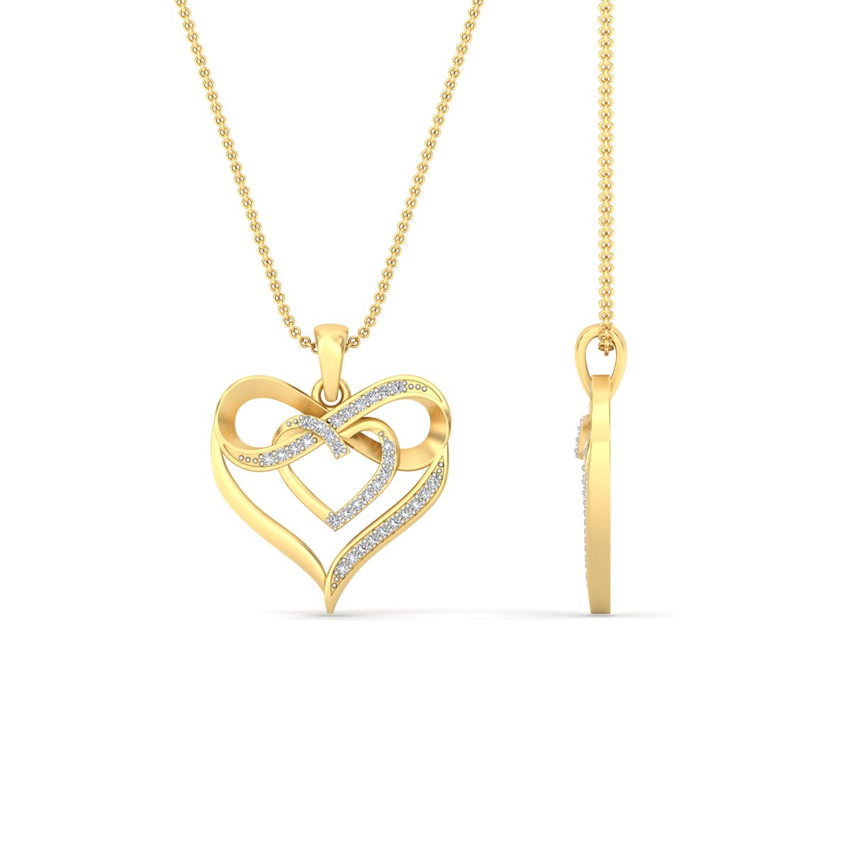 Diamond Accent Double Heart Infinity Pendant Necklace