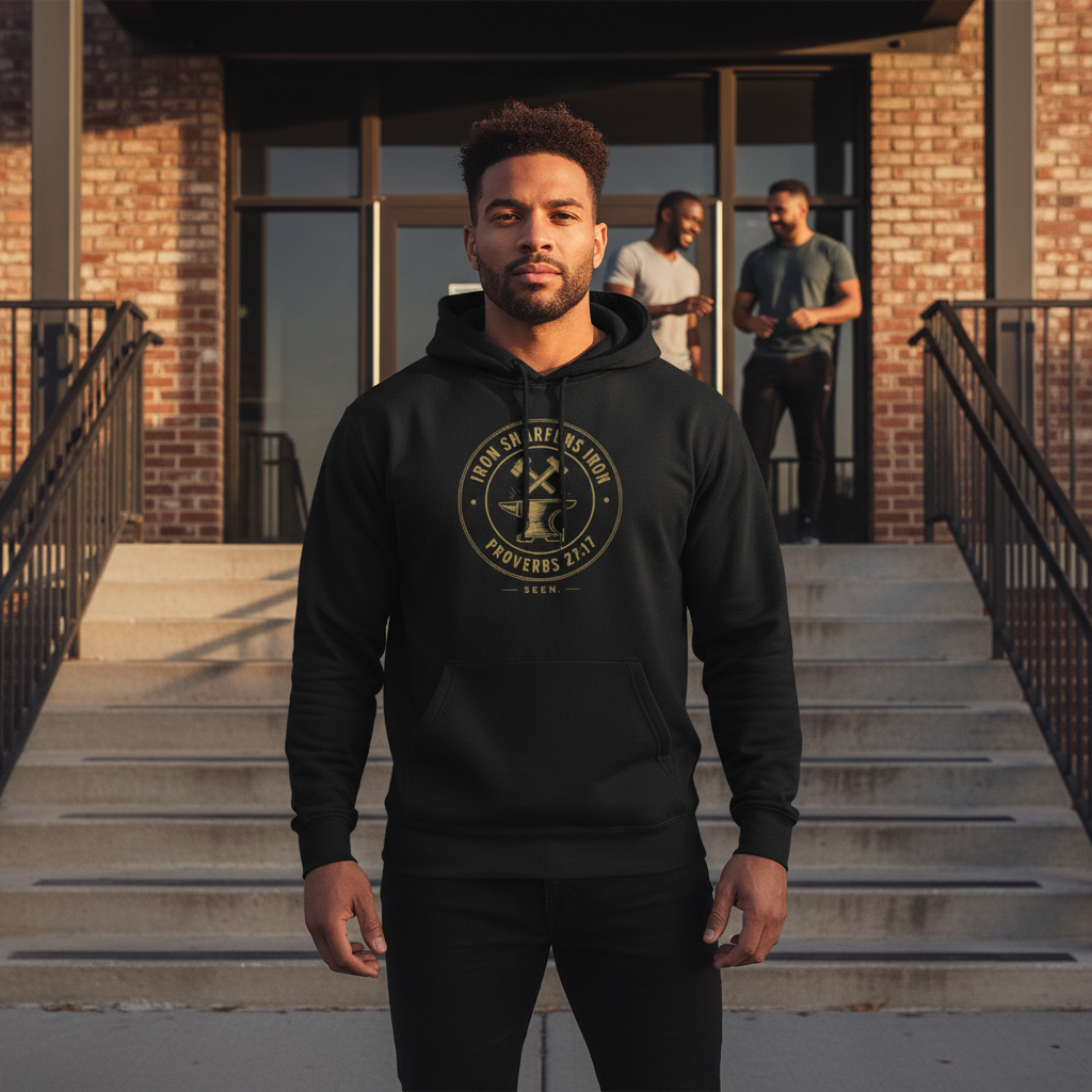 Iron Sharpens Iron Hoodie — SEEN. Brotherhood | Wear Your Worship