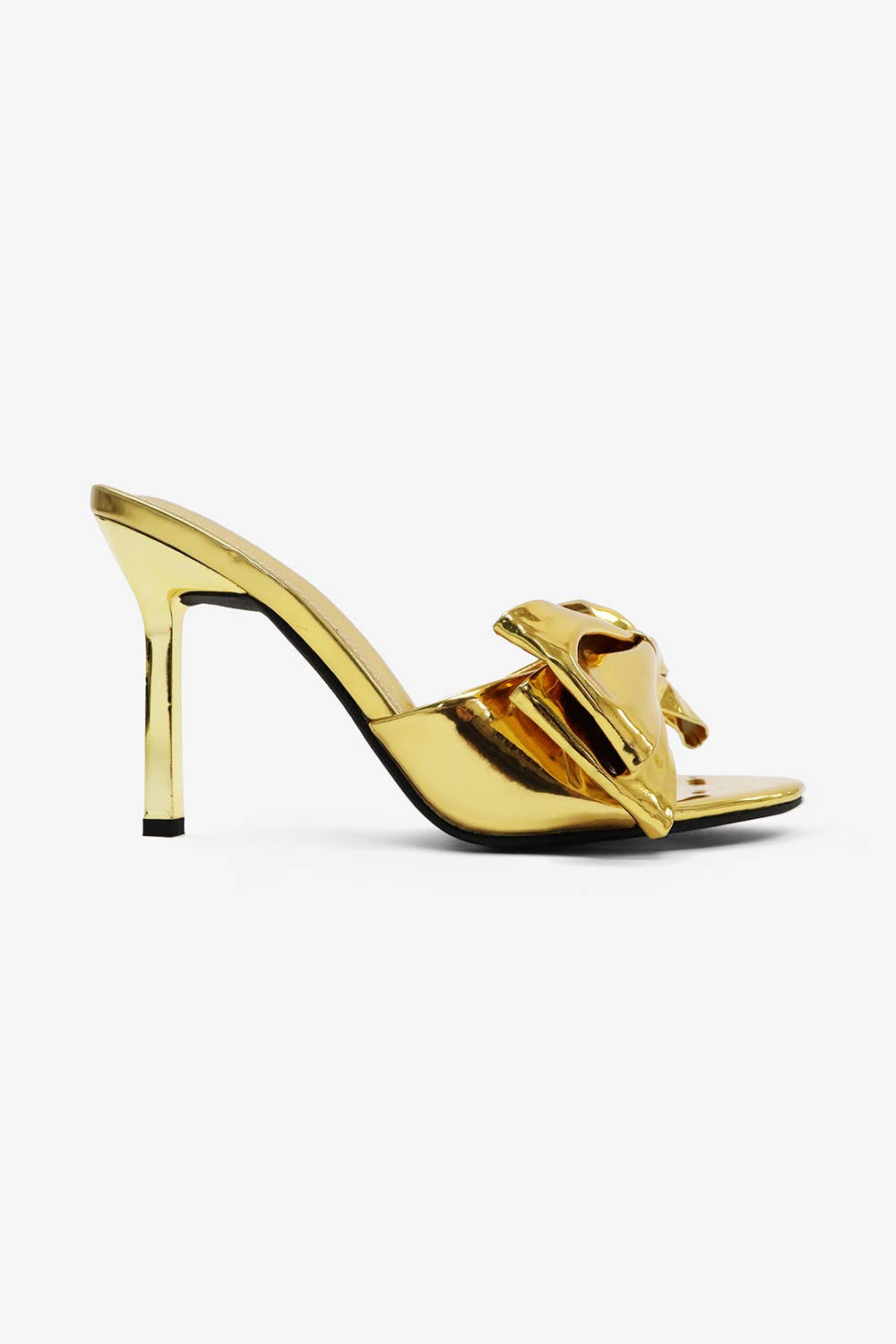 KALIA Gold Metallic Bow Mule - Elegant Stylish Comfort for Parties & Nights Out