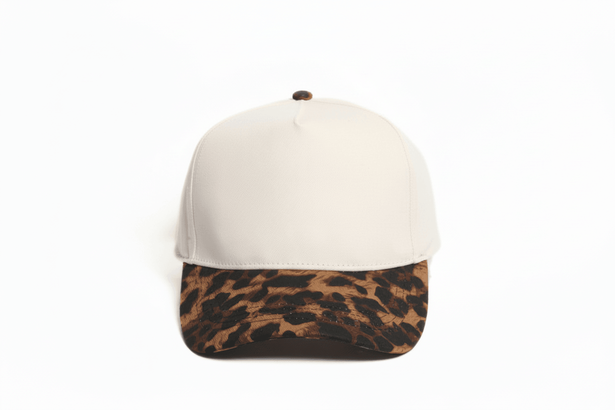 Custom Embroidered Leopard Brim Trucker Hat | Personalized Text Snapback Hat