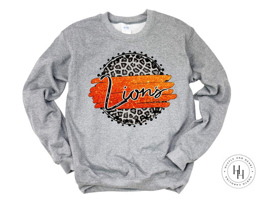 Lions Orange/Black with White Outline Graphic Tee