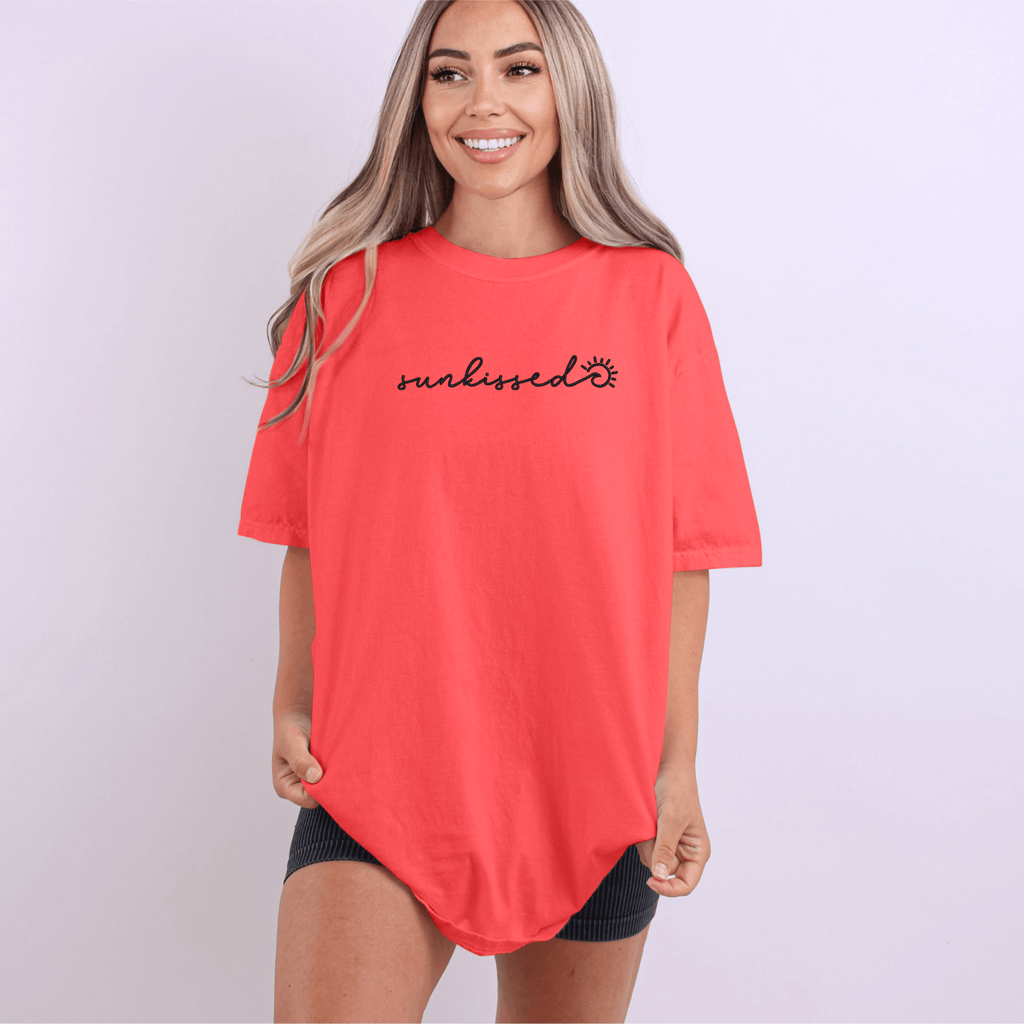 Sunkissed Summer Embroidered Comfort Color Short Sleeve Shirt or Tank Top
