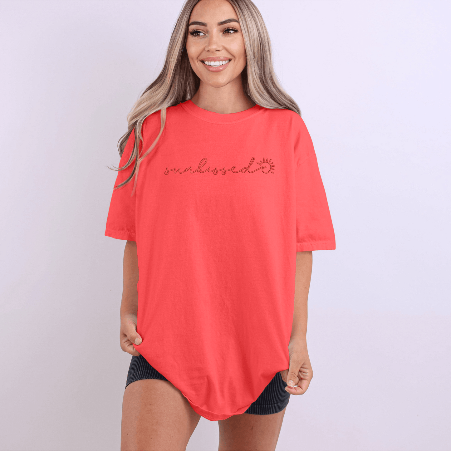 Sunkissed Summer Embroidered Comfort Color Short Sleeve Shirt or Tank Top