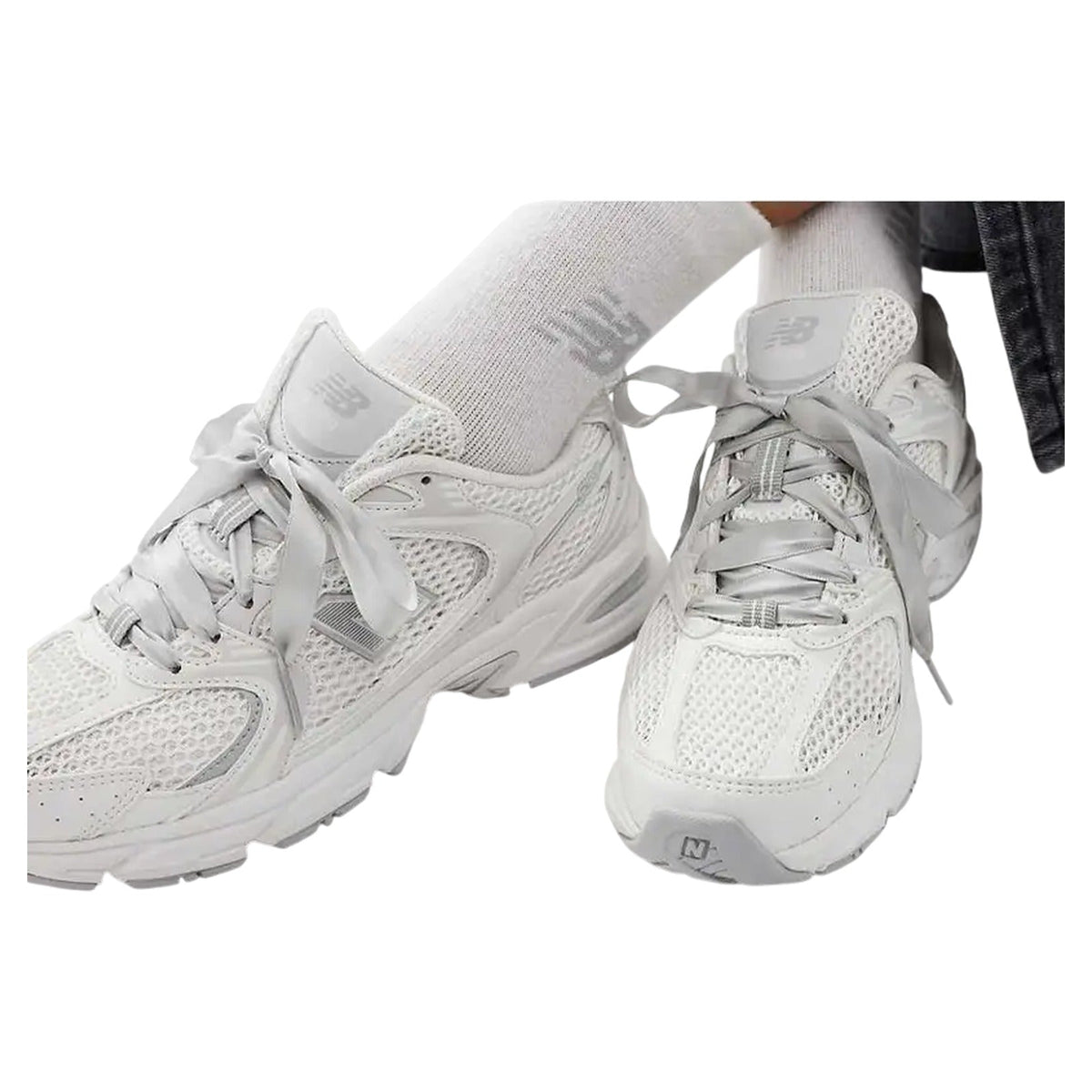 New Balance 530 Ribbon Laces White Beige Silver (Women's)