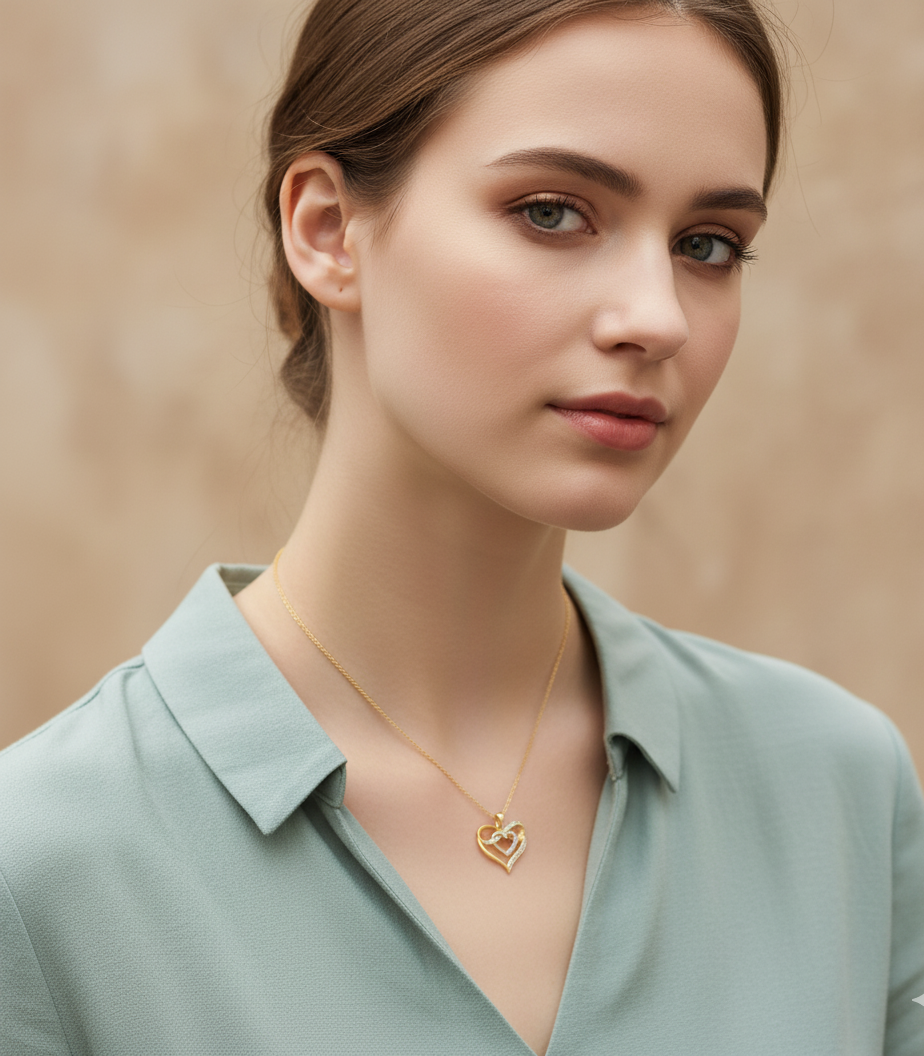 Diamond Accent Double Heart Infinity Pendant Necklace