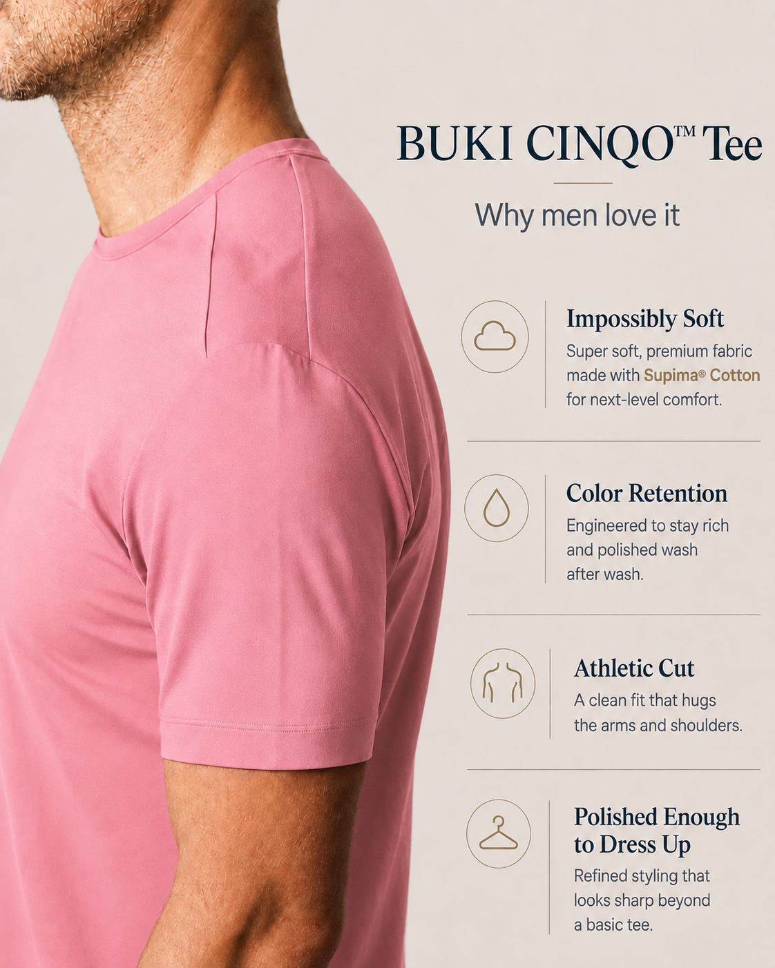 Buki State of the Art Supima Tee - Slate Rose