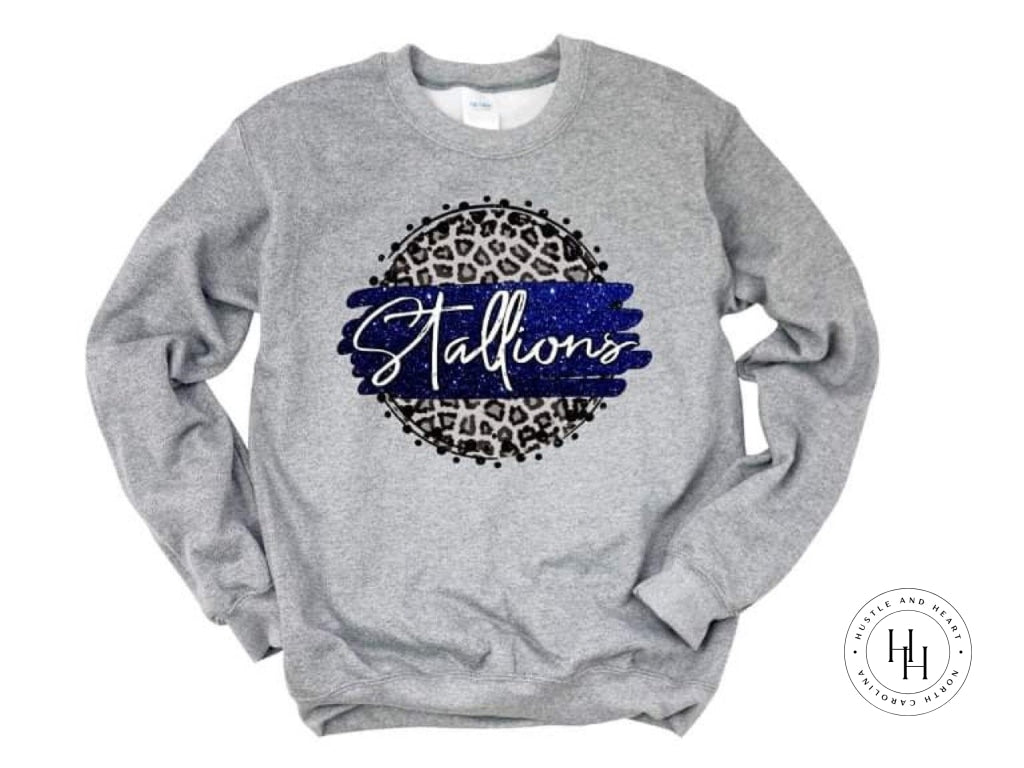 Stallions Royal Blue and White Graphic Tee
