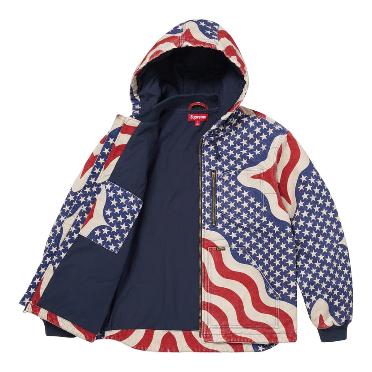 Supreme Flag Quilted Hooded Work Jacket Multicolor USA