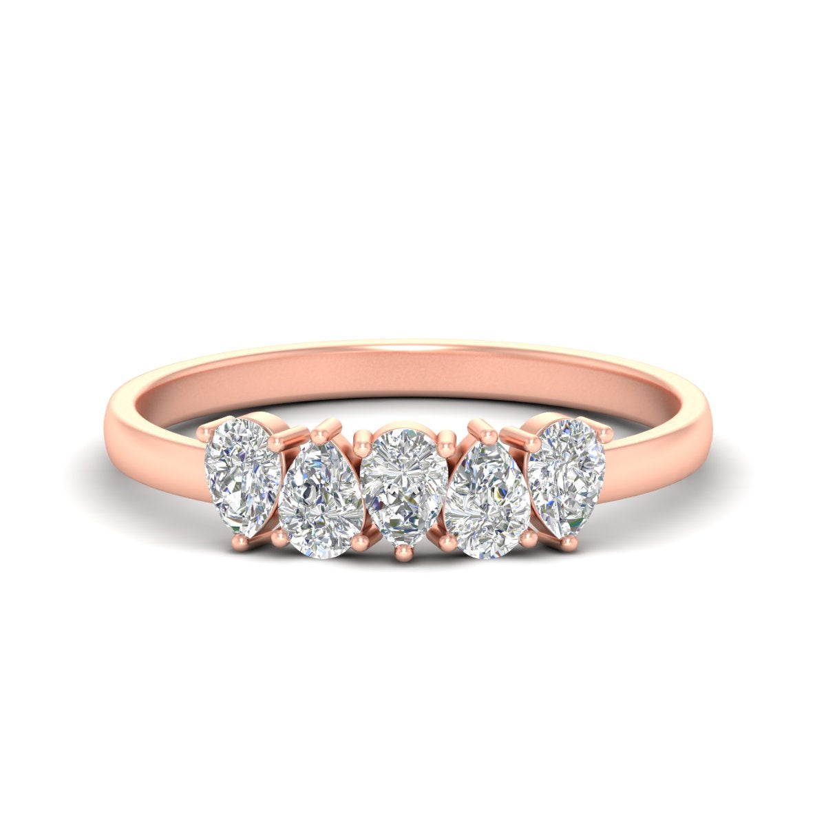 0.75 Carat 5 Stone Wedding Band Diamond Teardrop