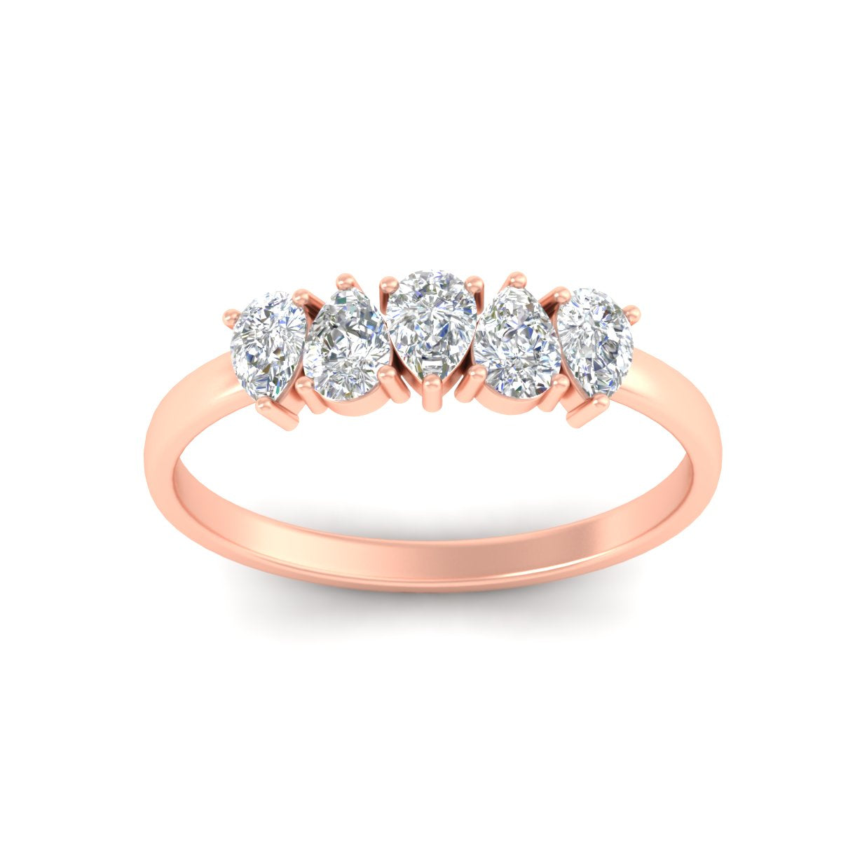 0.75 Carat 5 Stone Wedding Band Diamond Teardrop